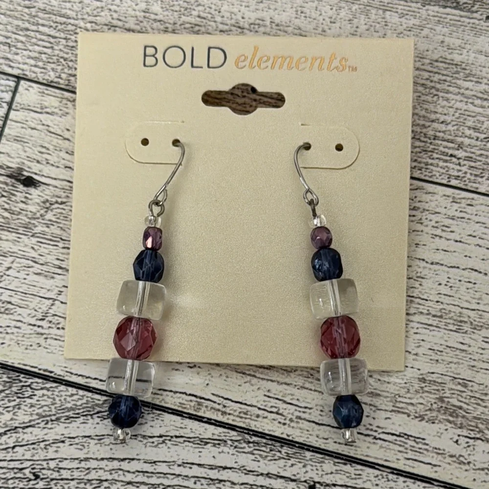 BOLD Elements Purple & Blue Dangle Earrings NEW